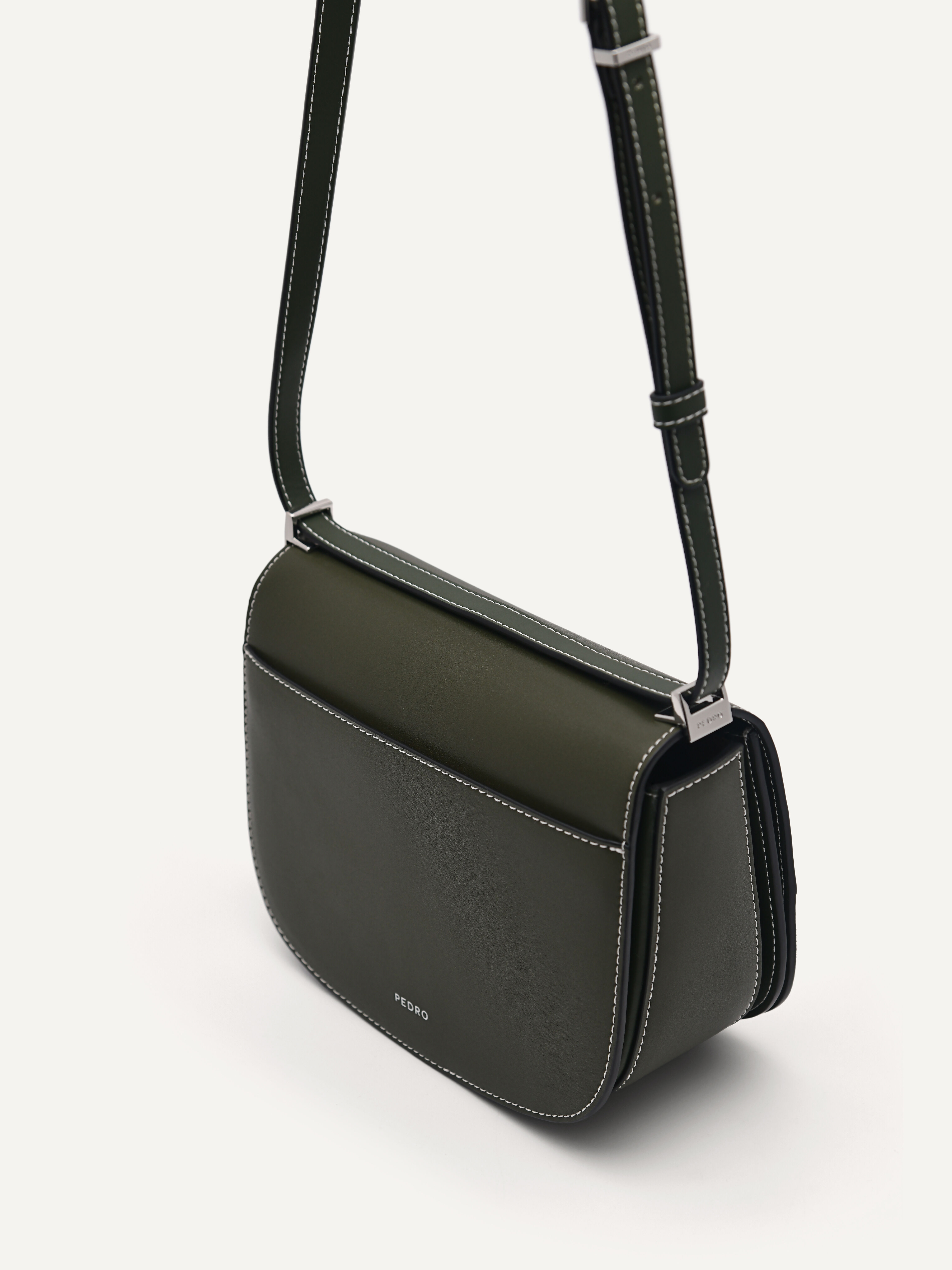 Military Green PEDRO Icon Leather Shoulder Bag - PEDRO ID