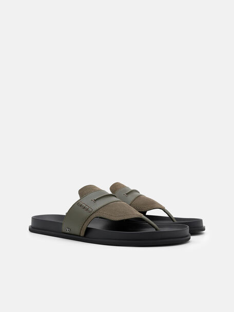 Suede Penny Thong Sandals, , hi-res