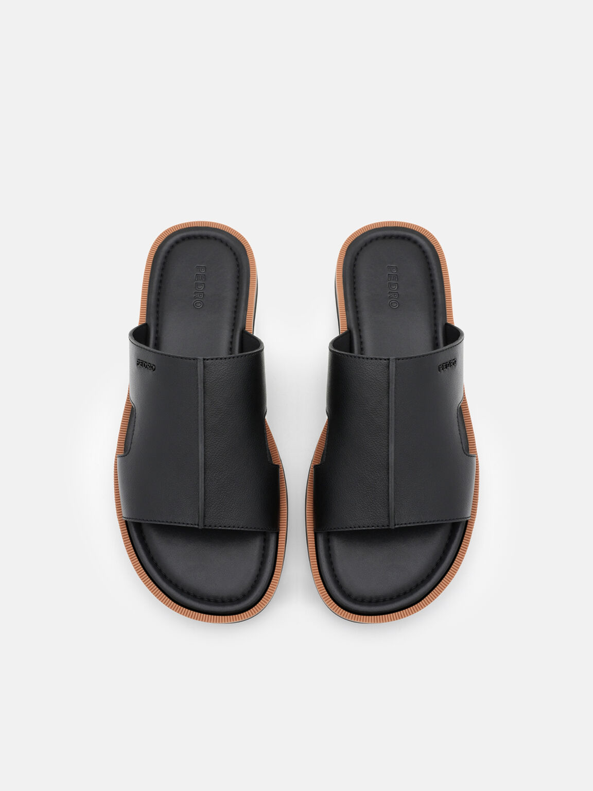 Leather Slide Sandals, , hi-res