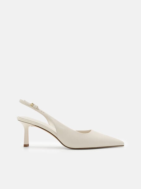 Isla Leather Slingback Heel Pumps, , hi-res
