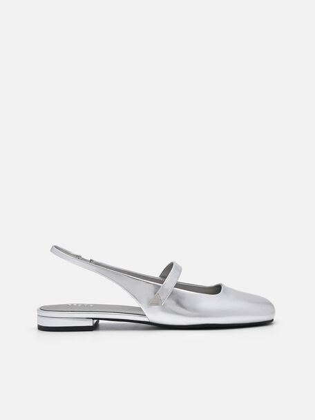 Tria Slingback Mules, Silver, hi-res