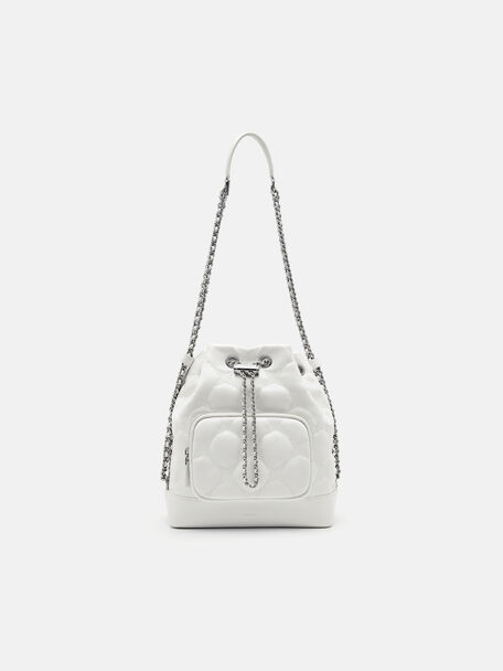 Maisie Bucket Bag, White, hi-res