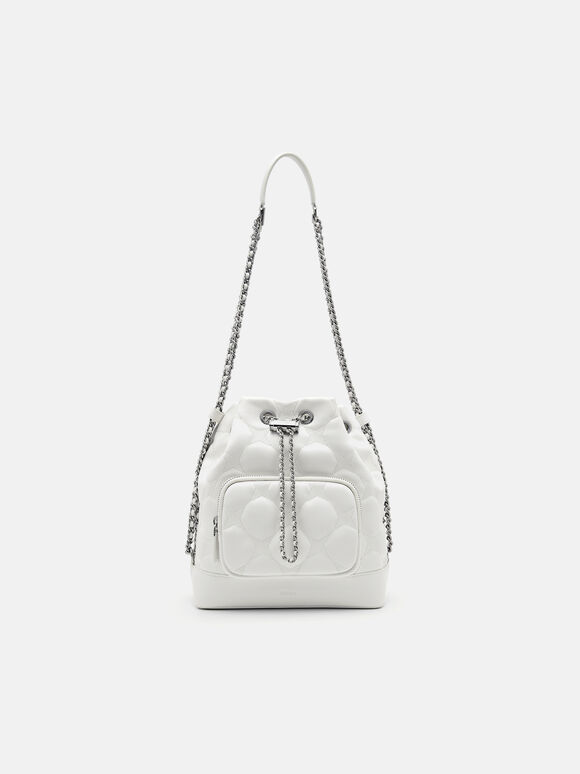 Maisie Bucket Bag, White, hi-res