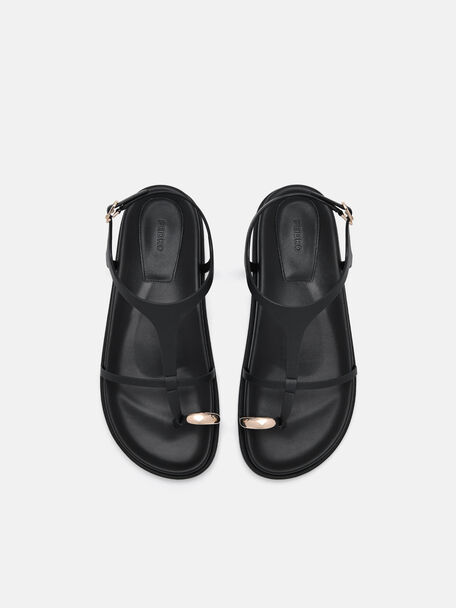 PEDRO Icon Leather Heel Sandals, Black