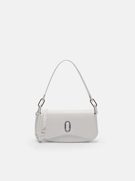 PEDRO Studio Rift Leather Shoulder Bag, White, hi-res