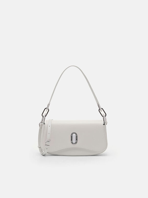 PEDRO Studio Rift Leather Shoulder Bag, White, hi-res