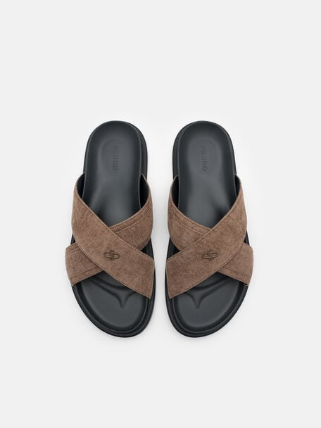 Velvet Cross Sandals, , hi-res