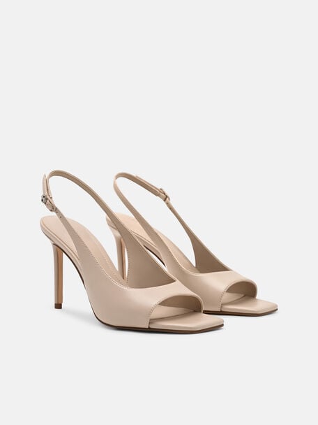 Marina Sandal Hak Kulit, 