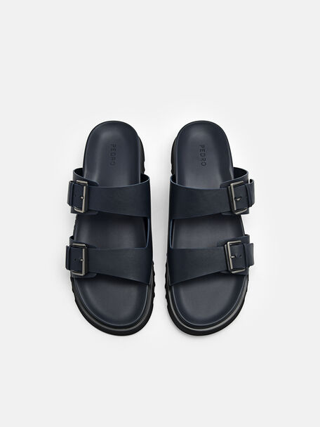 PEDRO Icon Leather Heel Sandals, Black