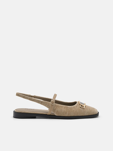 Jean Fabric Slingback Sandals, Taupe, hi-res