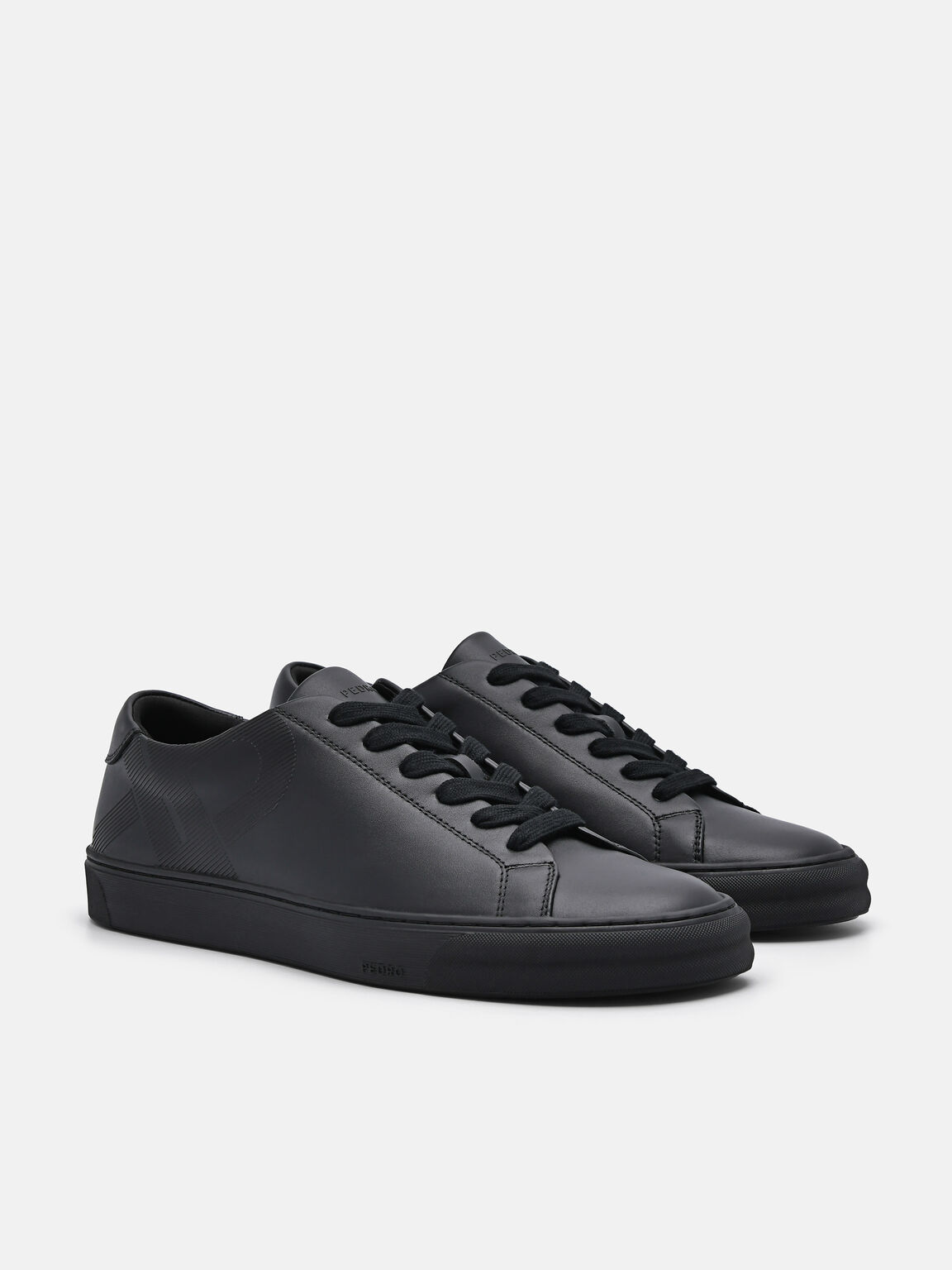 Women's PEDRO Icon Leather Sneakers, Black