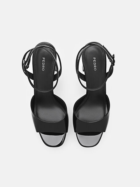 PEDRO Icon Leather Heel Sandals, Black