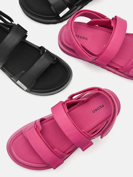 PEDRO Icon Leather Heel Sandals, Black