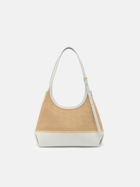 Saskia Raffia Hobo Bag, , hi-res