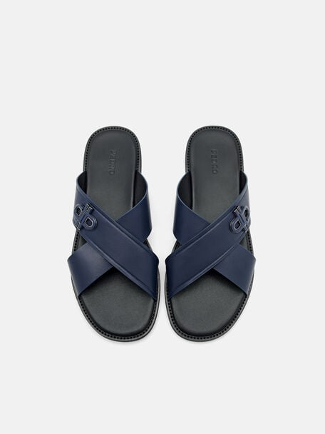 PEDRO Icon Leather Heel Sandals, Black