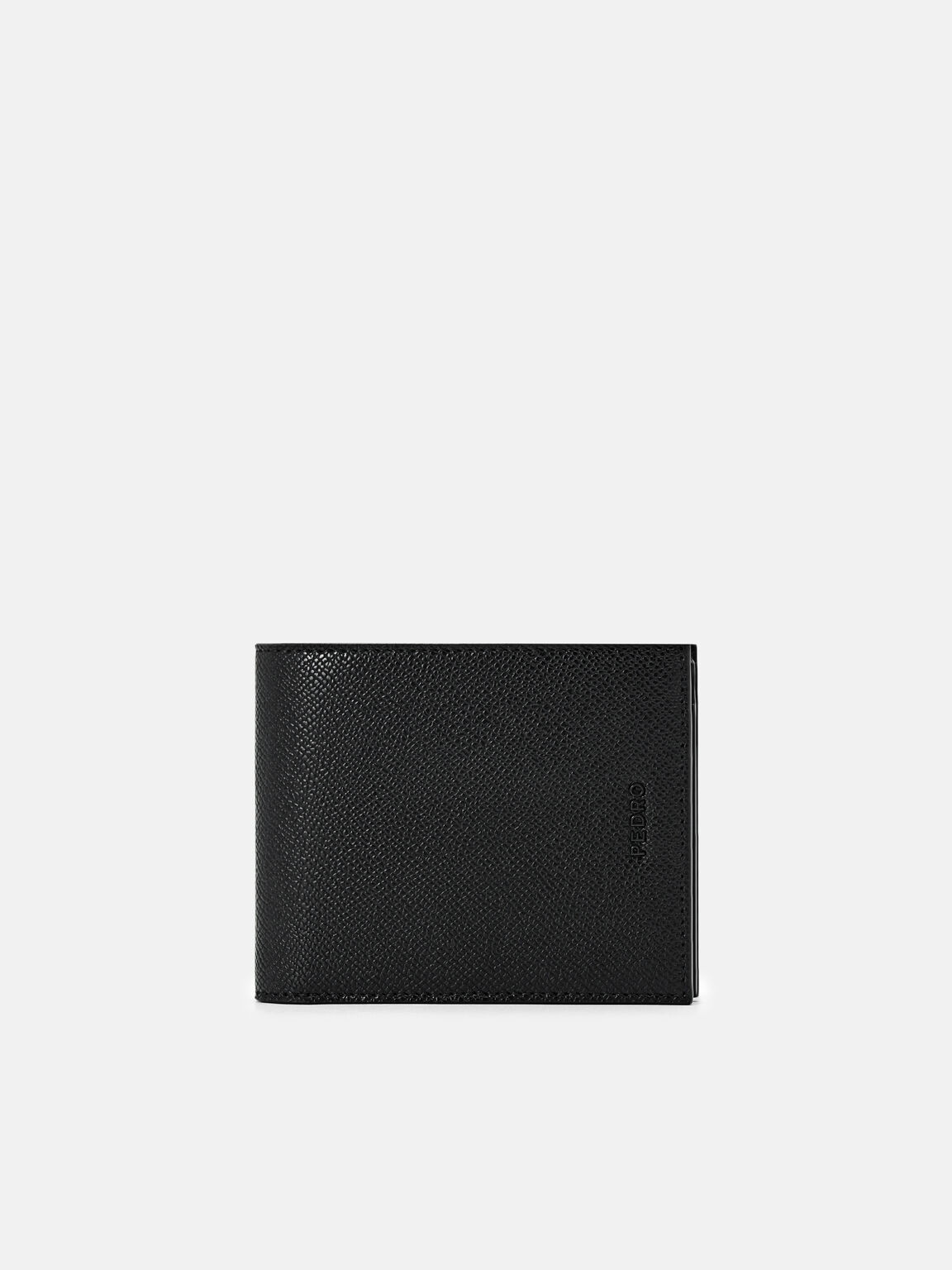 Embossed Leather Bi-Fold Flip Wallet, Black, hi-res