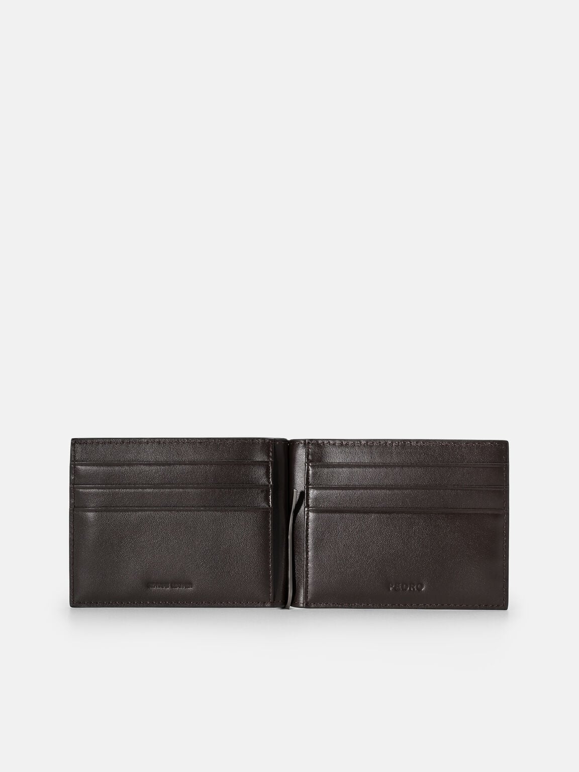 Embossed Leather Bi-Fold Card Holder with Money Clip, 