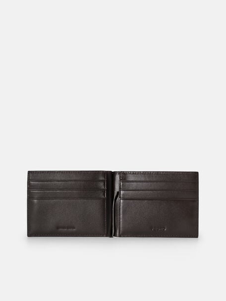 Embossed Leather Bi-Fold Card Holder with Money Clip, 