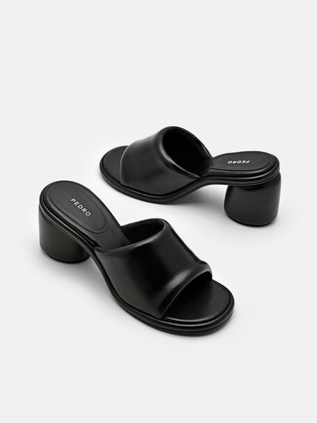 PEDRO Icon Leather Heel Sandals, Black
