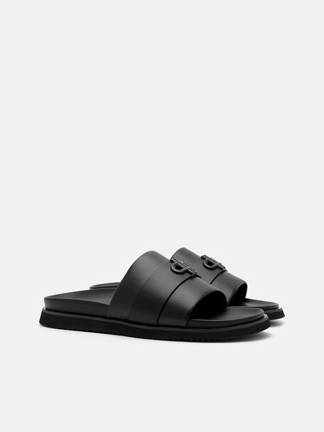 PEDRO Icon Leather Heel Sandals, Black