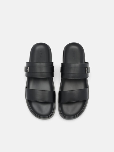 PEDRO Icon Leather Heel Sandals, Black