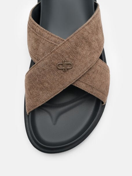 Velvet Cross Sandals, , hi-res