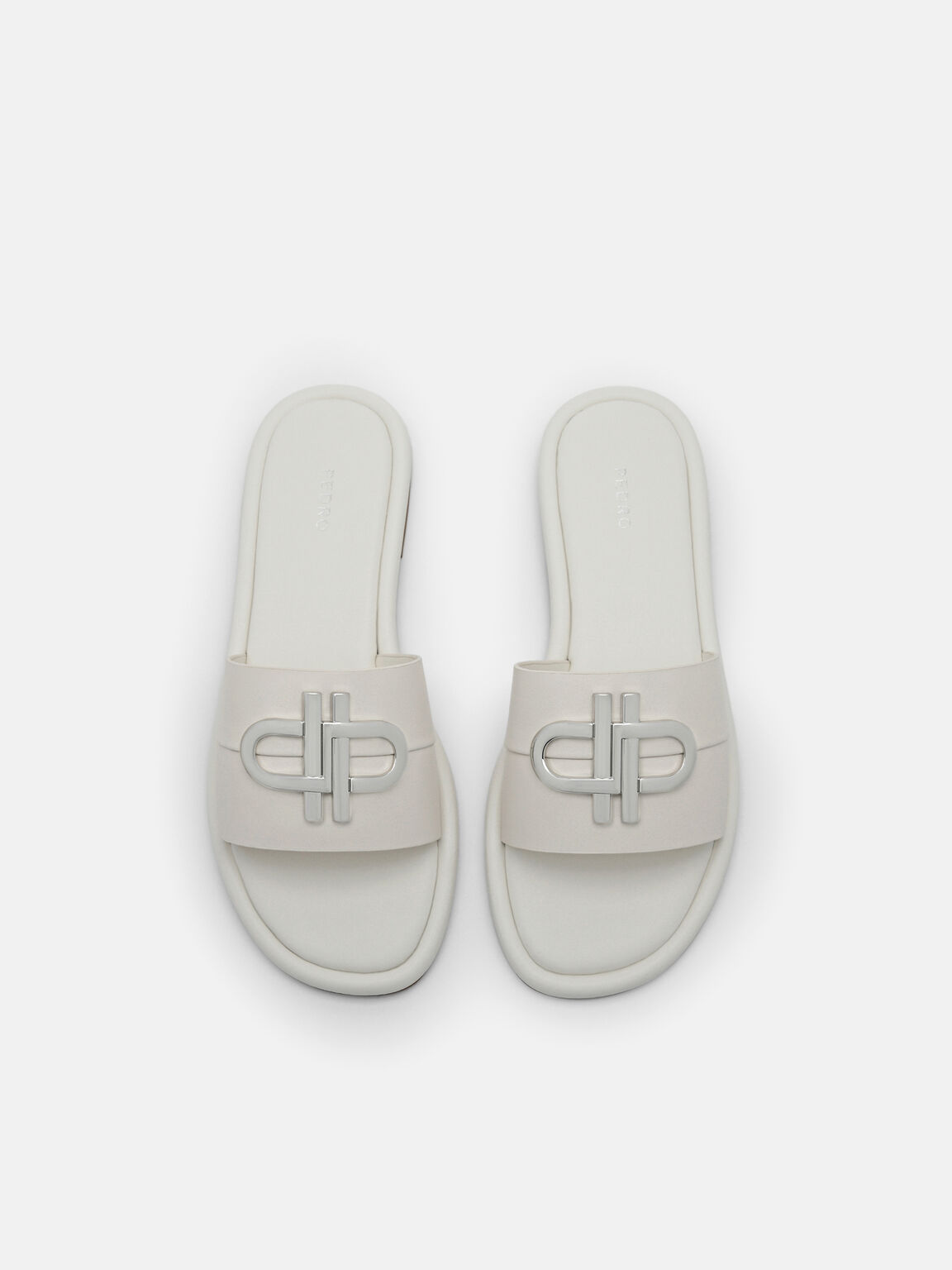 PEDRO Icon Leather Slide Sandals, Chalk