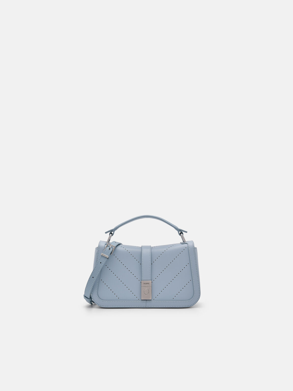 PEDRO Studio Farida Perforated Leather Handbag, Slate Blue, hi-res