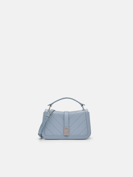 PEDRO Studio Farida Perforated Leather Handbag, Slate Blue, hi-res