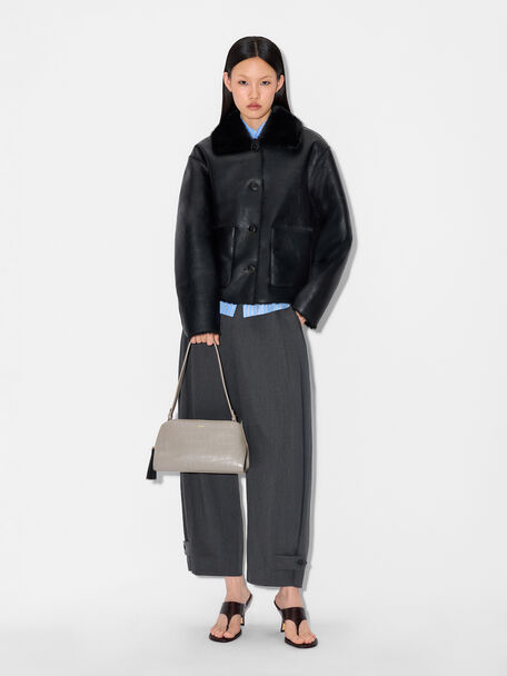 PEDRO Icon Leather Heel Sandals, Black