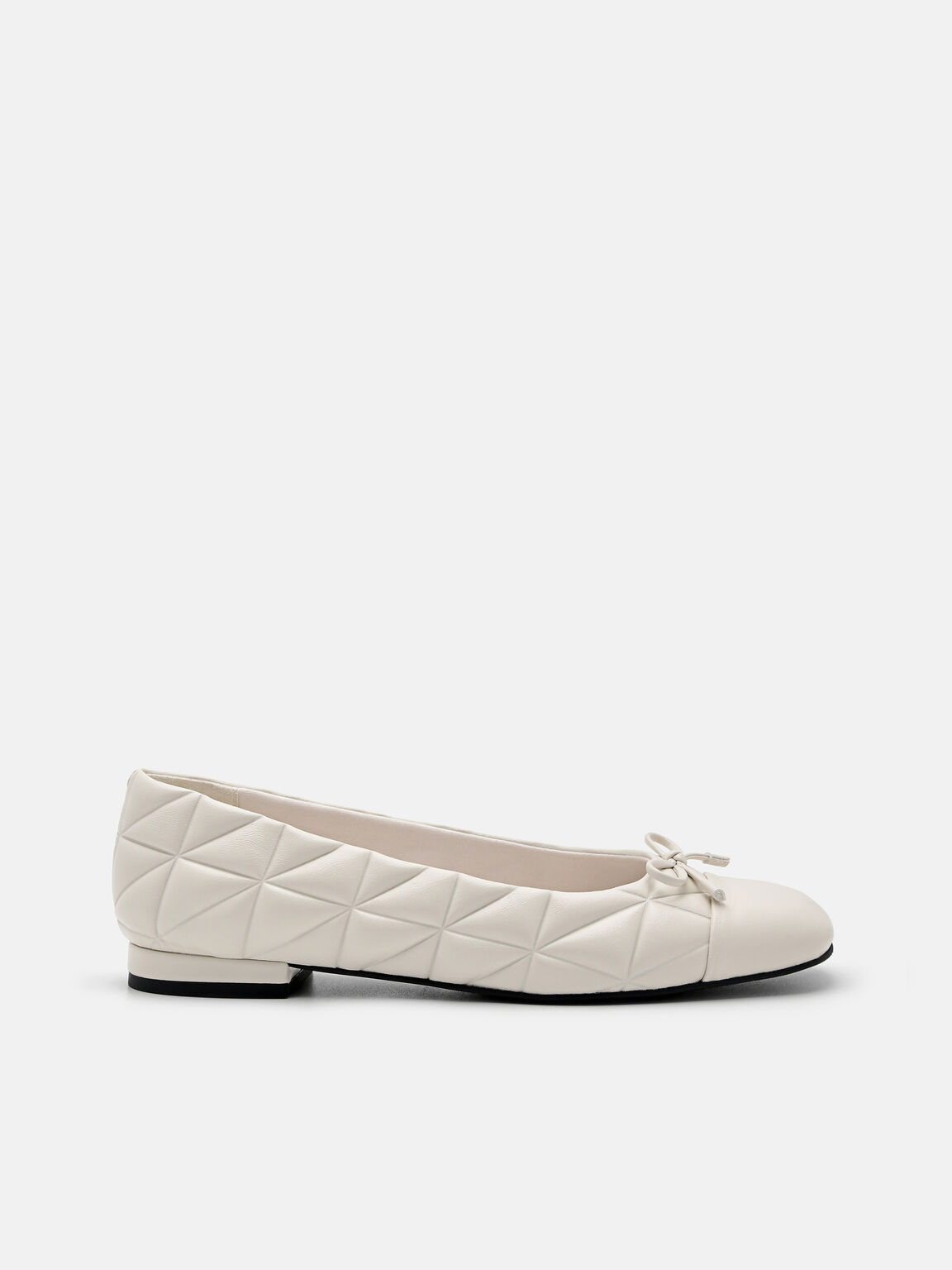 Sepatu Flat Balerina Kulit Kayla dalam Pixel, Chalk