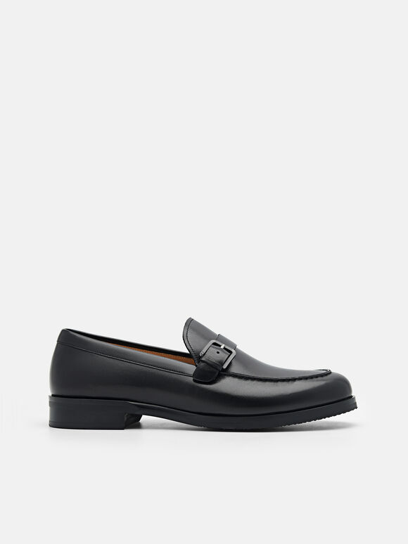 Gio Leather Loafers, Black, hi-res