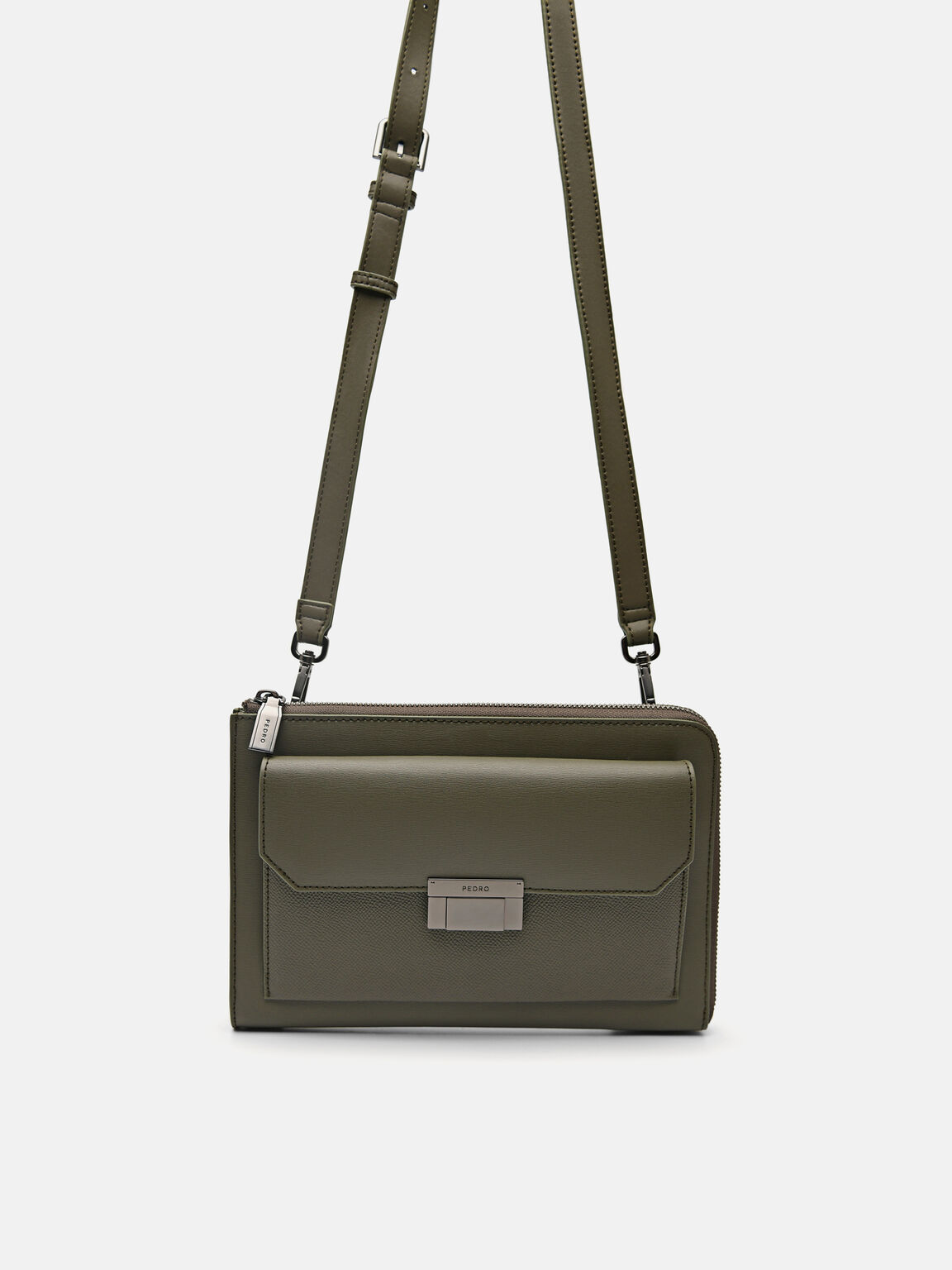 Henry Leather Clutch Bag, Military Green