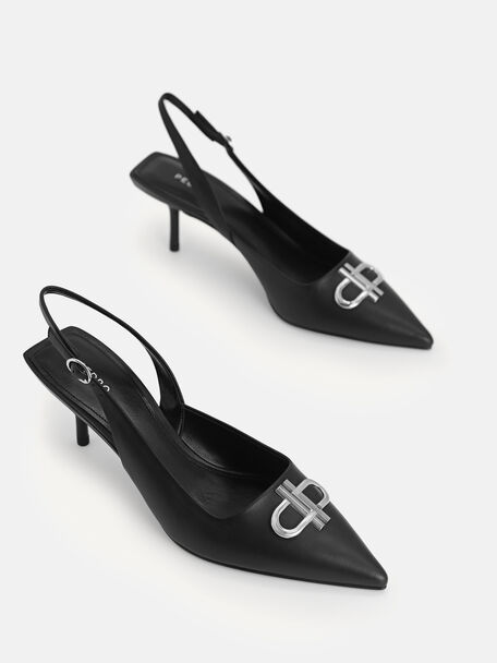 PEDRO Icon Leather Heel Sandals, Black