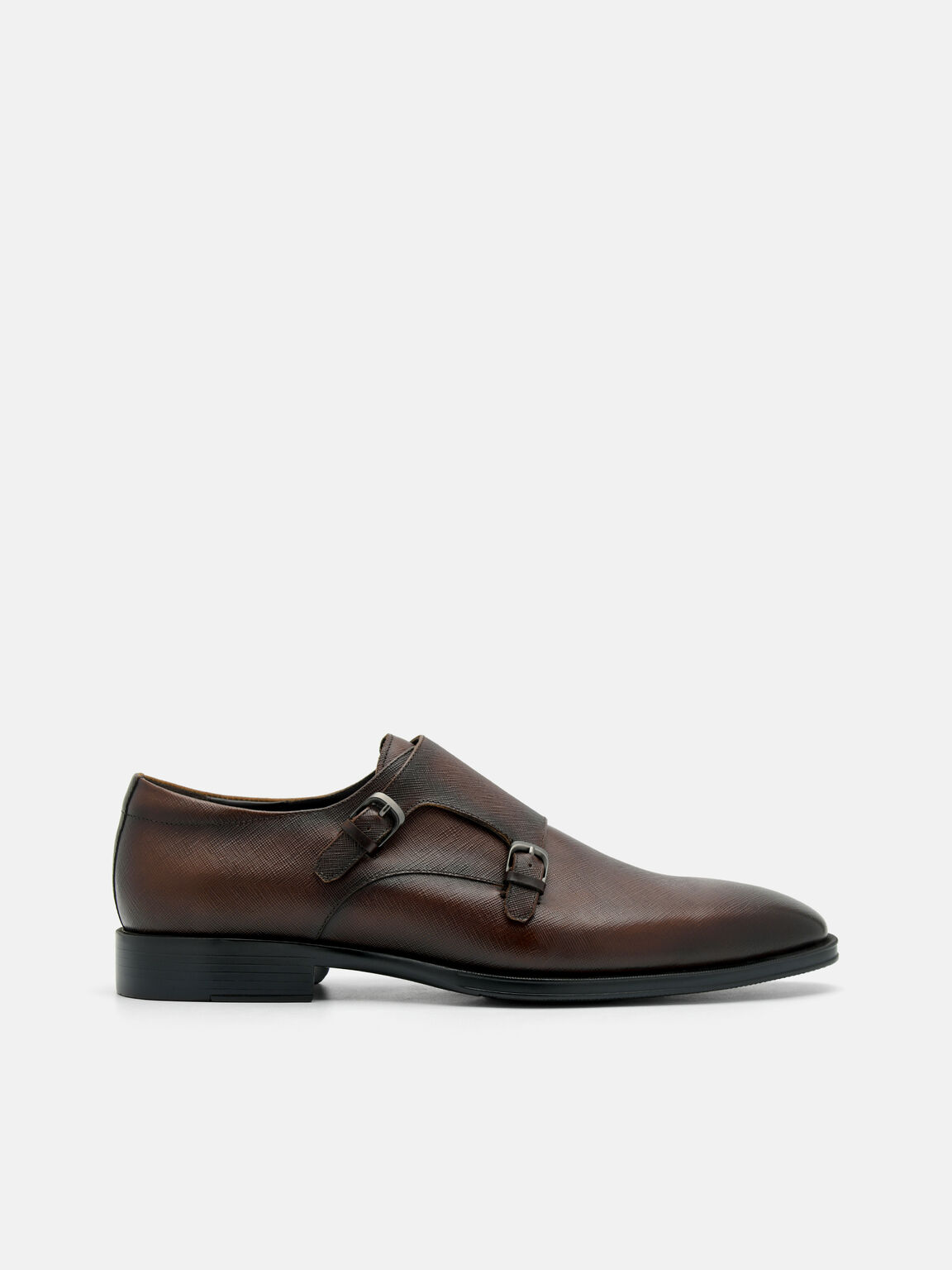 Saffiano Leather Double Monkstrap Shoes, , hi-res