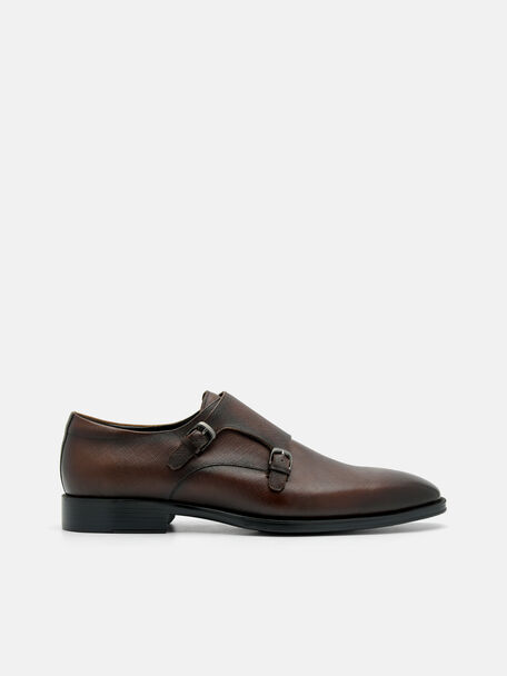 Saffiano Leather Double Monkstrap Shoes, , hi-res