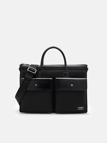 Elliott Leather Briefcase, Black, hi-res