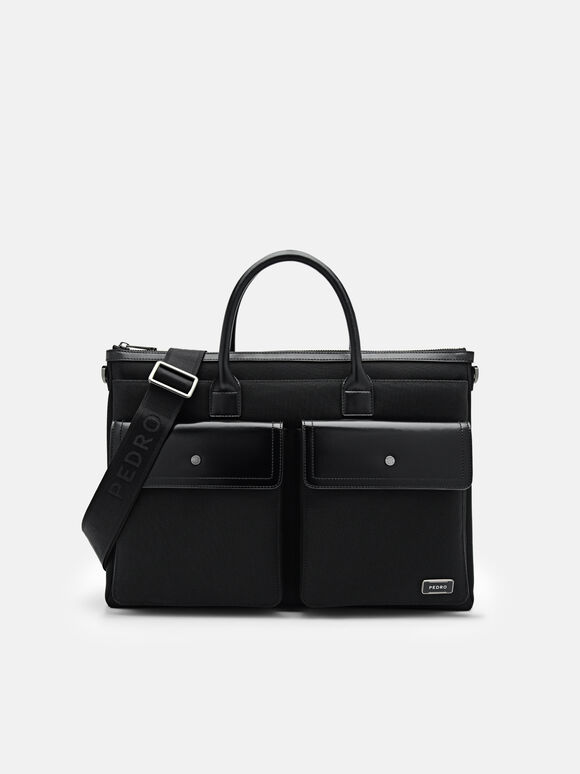 Elliott Leather Briefcase, Black, hi-res