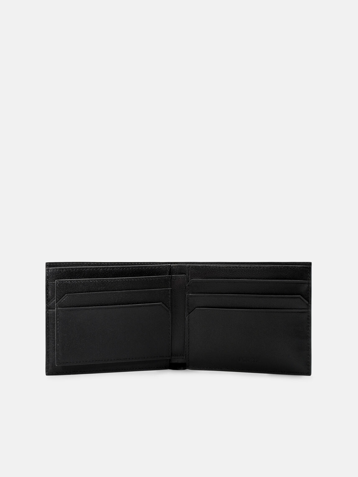 Dompet Lipat Dua Kulit Embossed dengan Sisipan, 