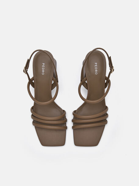PEDRO Icon Leather Heel Sandals, Black