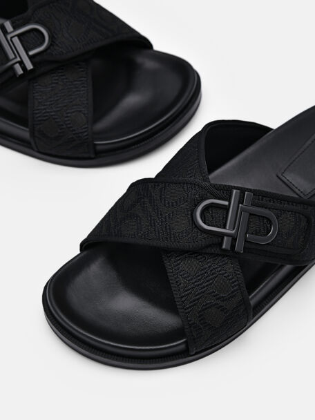 PEDRO Icon Leather Heel Sandals, Black