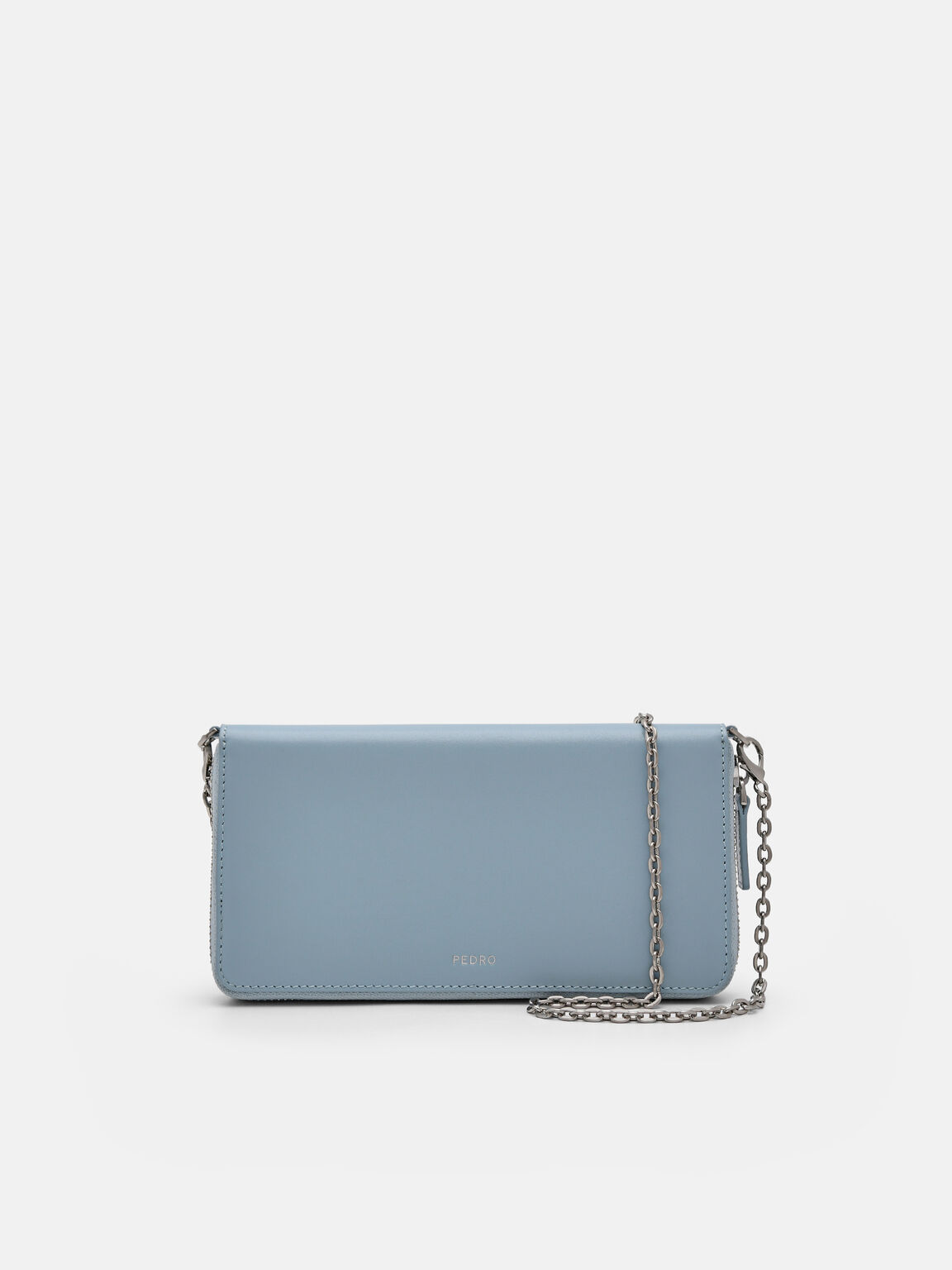 Leather Chain Wallet, Slate Blue, hi-res