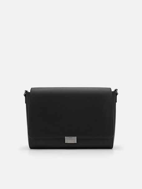 Henry Leather Messenger Bag, Black, hi-res