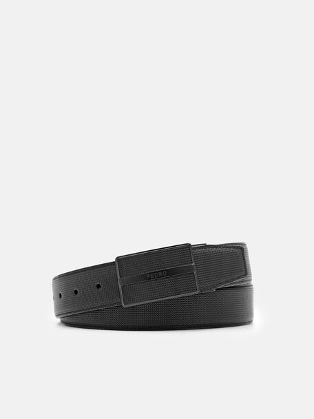 Reversible Leather Tang Belt, Black