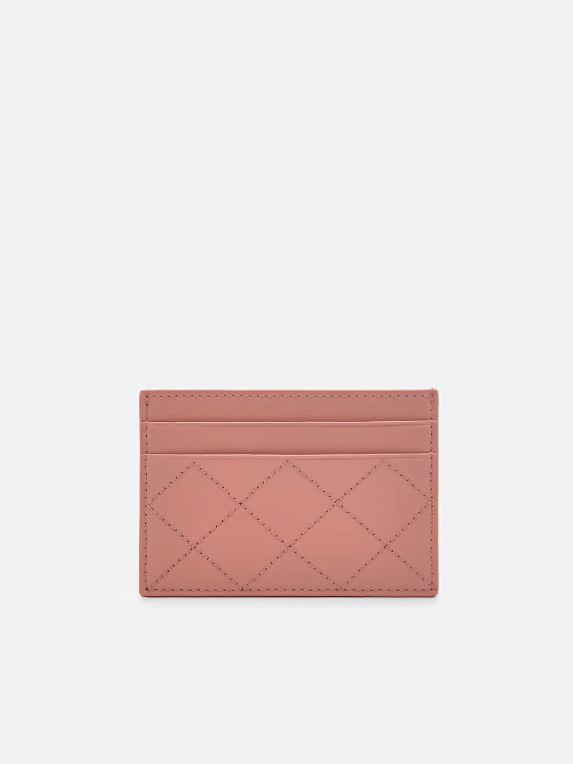 Leather Embroidered Cardholder, Blush, hi-res