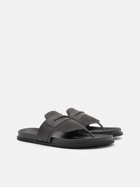 Suede Penny Thong Sandals, , hi-res