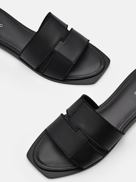 PEDRO Icon Leather Heel Sandals, Black