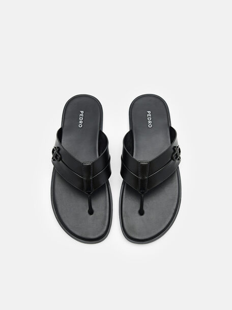 PEDRO Icon Leather Heel Sandals, Black