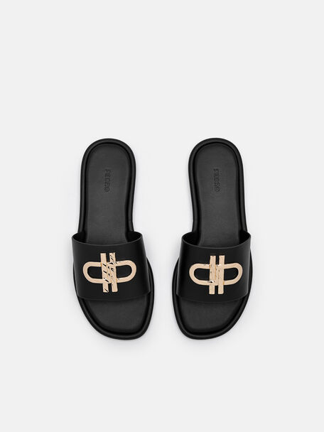 PEDRO Icon Leather Heel Sandals, Black