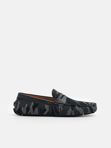 Fabric Penny Driving Shoes, Dark Grey, hi-res